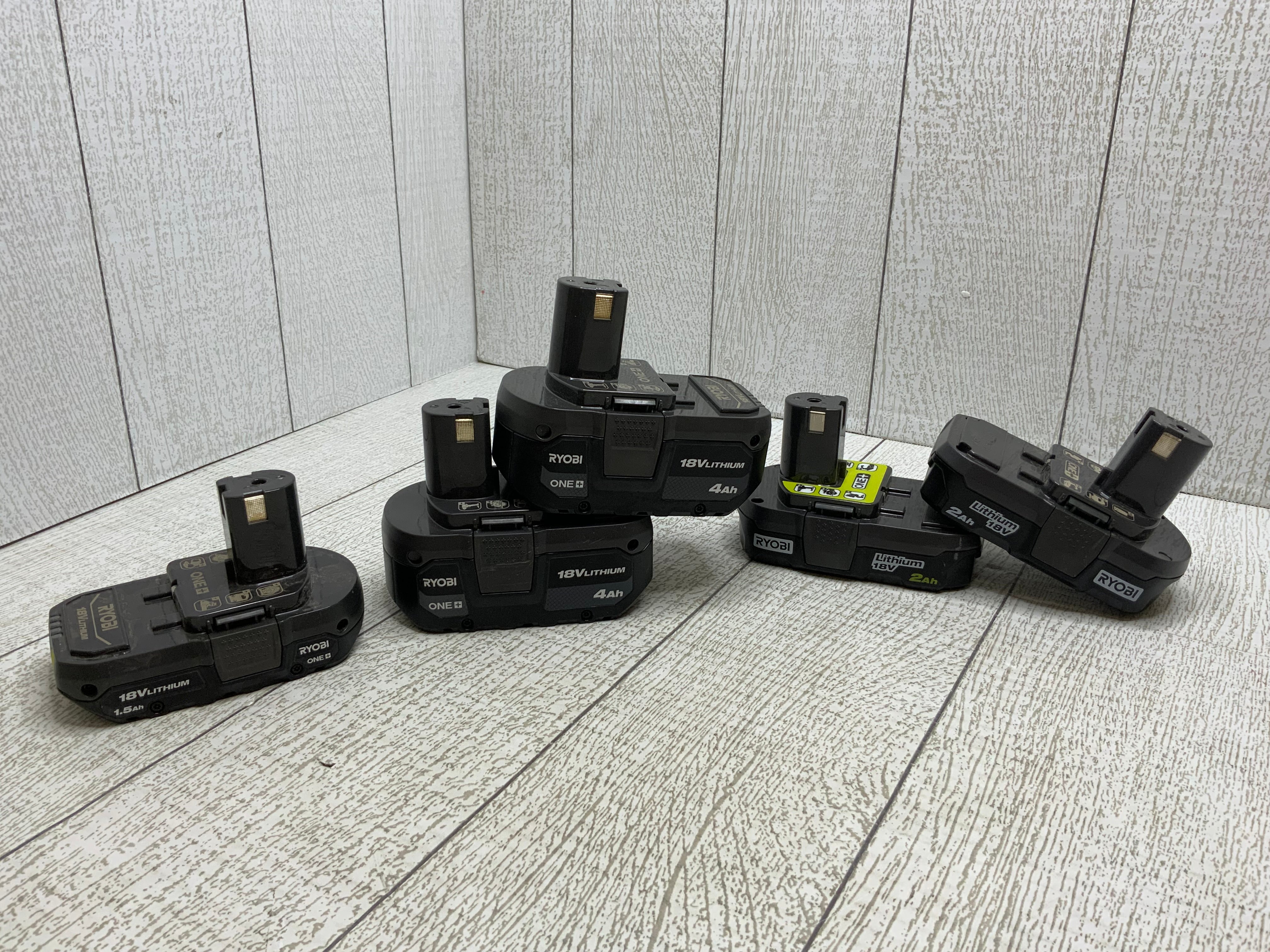 Ryobi 18V Lithium Ion Batteries, 2 AH, 4 AH, & 1.5 AH *LOT OF 5 FOR PARTS* (8059216265454)